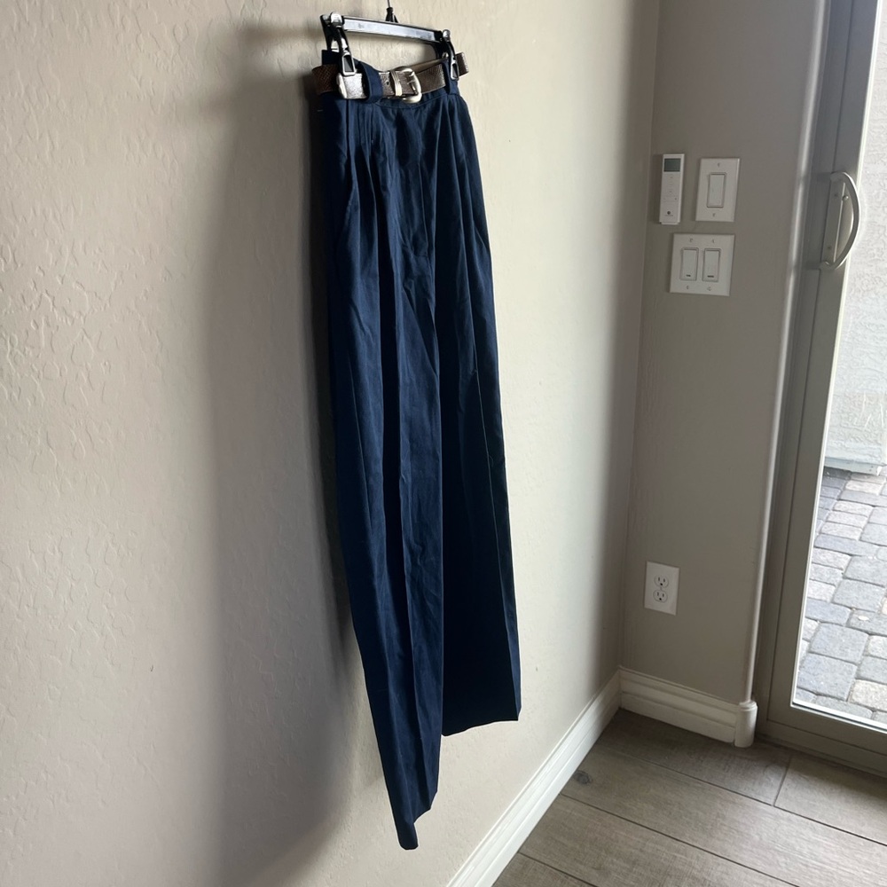 Vintage Navy Trend Pleated Pants Brown High Rise Belt Size 10 NWT - Picture 4 of 8